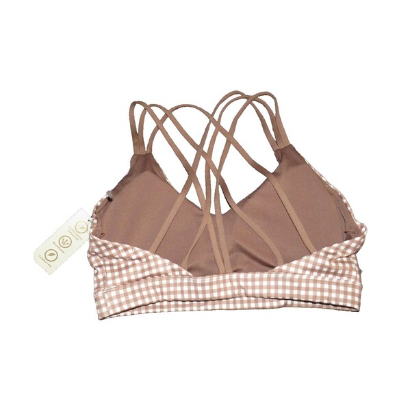 LA+Image Cute Gingham Padded Strappy Back Sports Bra Size Large - Picture 5 of 7